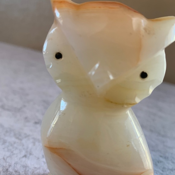 Vintage Hand Carved Onyx stone Owl Figurine - Picture 4 of 5
